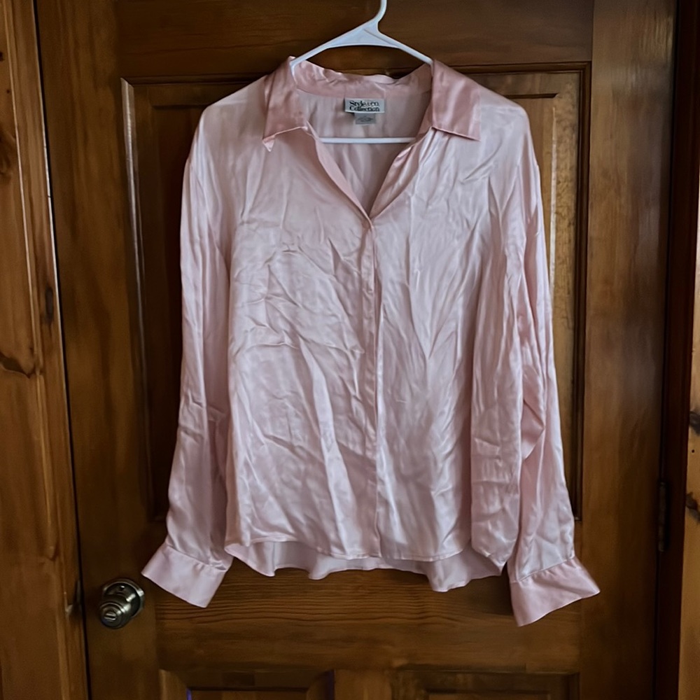 Style & Co. Pink Button Down Blouse with Long Sleeves